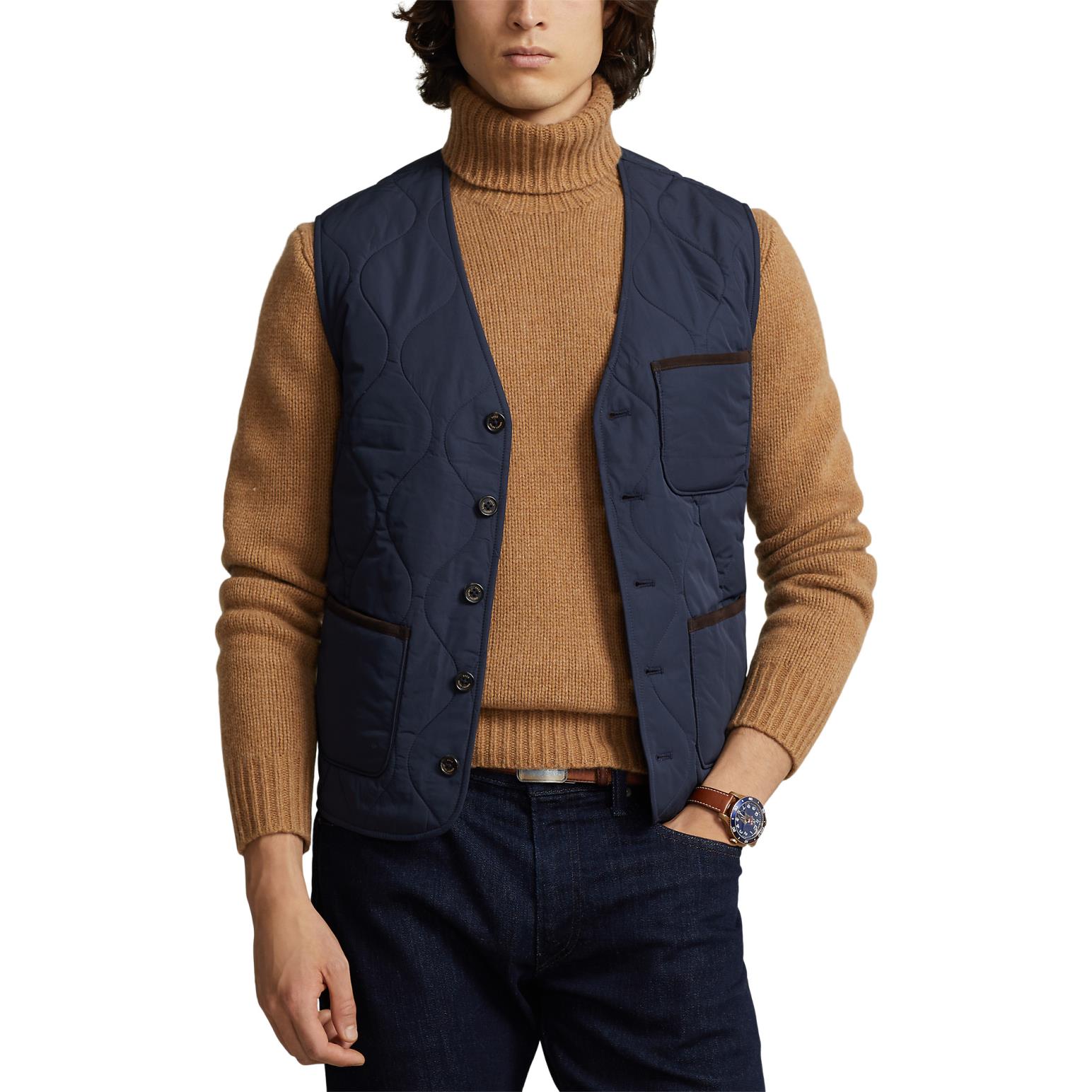 Polo Ralph Lauren Suede-Trim Quilted Vest